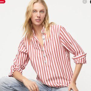 Jcrew Poplin Tunic with Jeweled Buttons